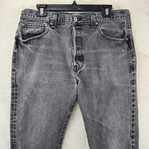 Levis 501 Jeans Mens 38x34 (Fits 34x30) Black Button Fly Straight Denim Y2K - Picture 2 of 16